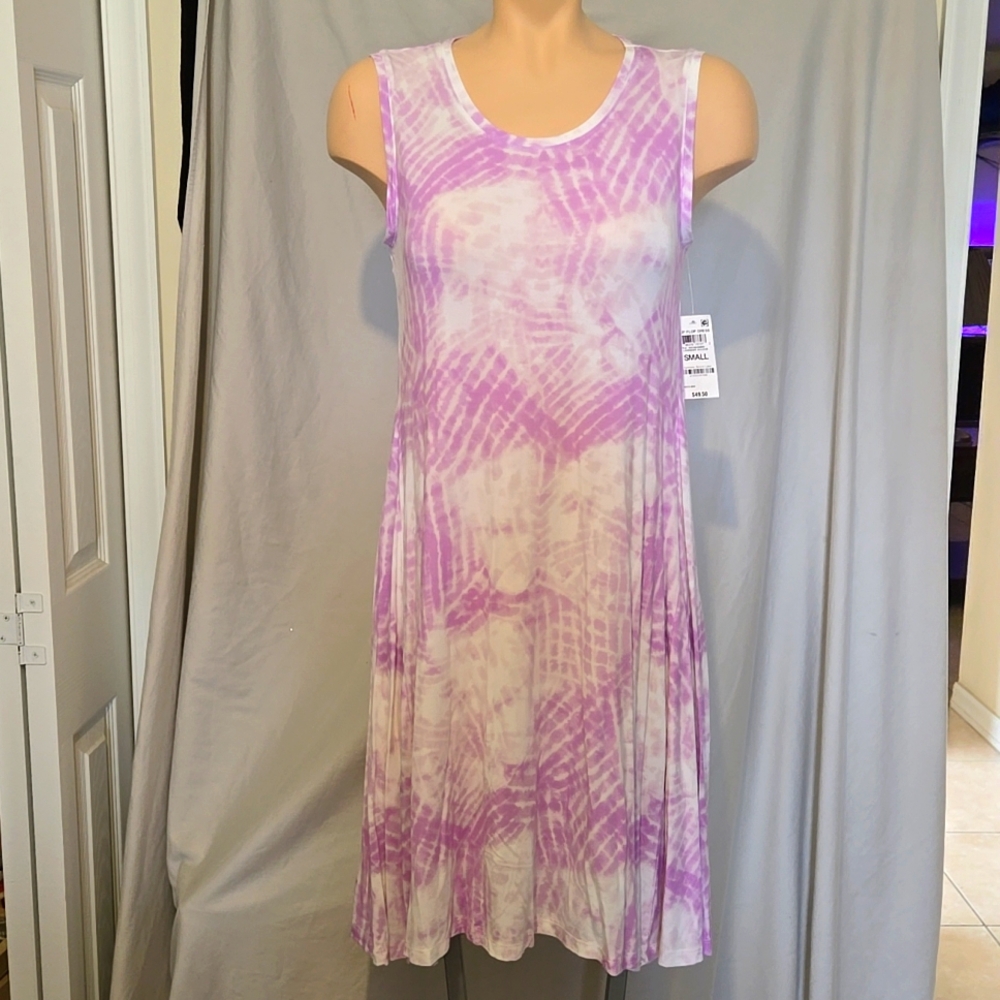 Style & Co Lavender and white stretchy, flowy lightweight dress, NEW